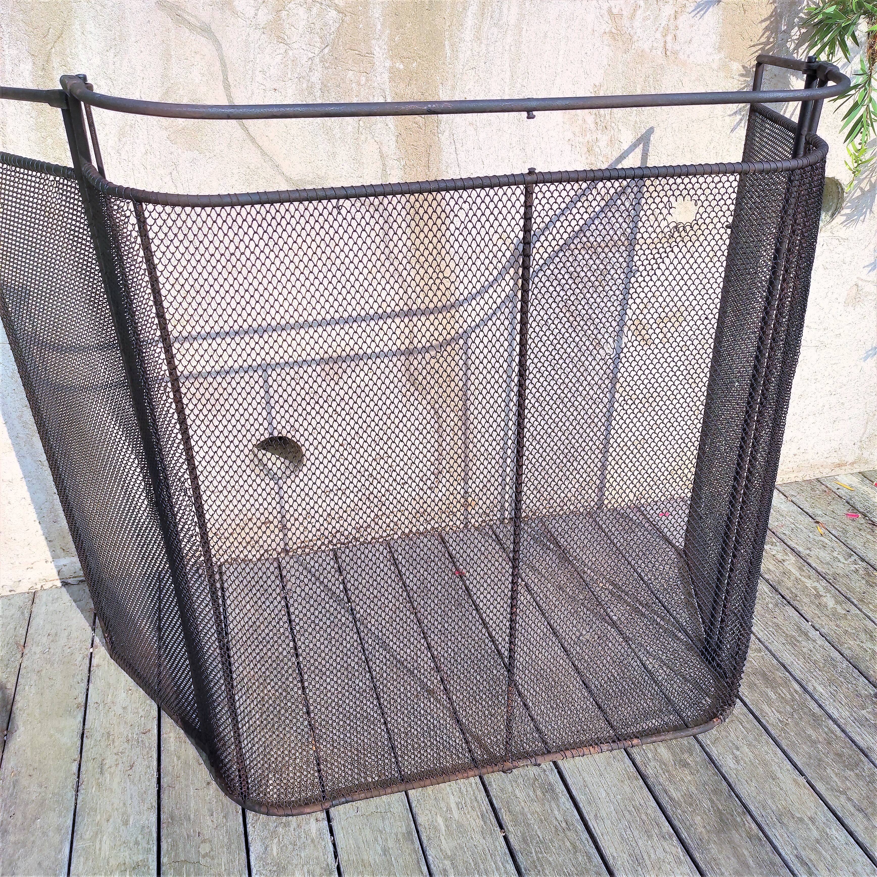 Large old fireplace 3 panels in iron forged height 77 cm