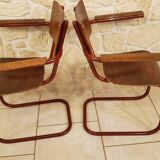 Pair of S-shaped tube school chairs