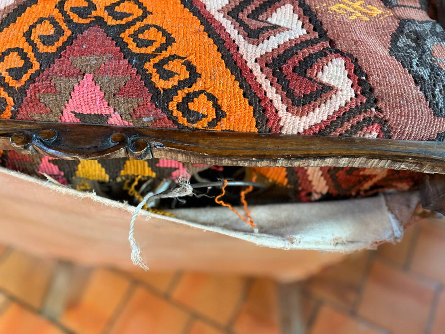 Pair of Roche Bobois armchairs — limited edition in oriental kilim