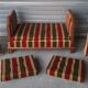 Ensemble banquette, 2 coussins et 2 rideaux Art Déco