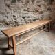 Vintage oak bench, solid wood dining bench, rustic farmhouse bench, French country style, circa 1950–1965.
