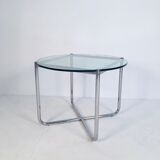 Glass and chrome side table by Mies Van Der Rohe for Knoll, 1970