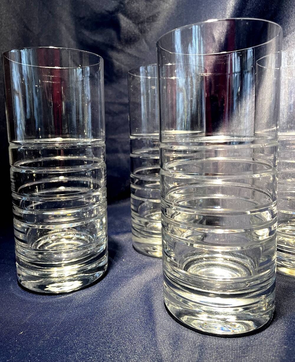 Set of 4 orangeade glasses water fruit juice in twisted crystal