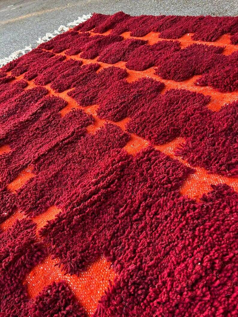 Moroccan Berber Beni Ourain Custom Red Rug 250/150cm