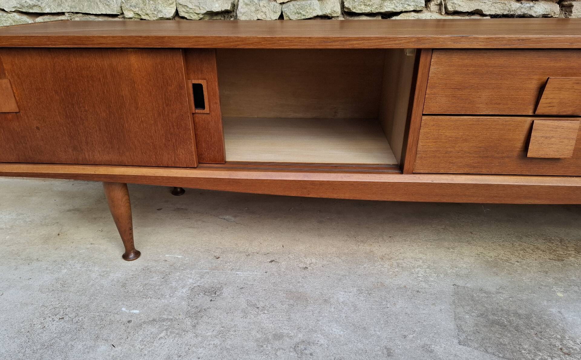 Low teak sideboard 200cm