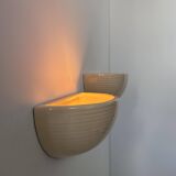 Pair of vintage wall lights, beige porcelain, France 1970