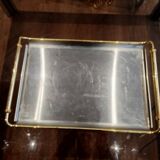 Rectangular brass and metal tray, 70s