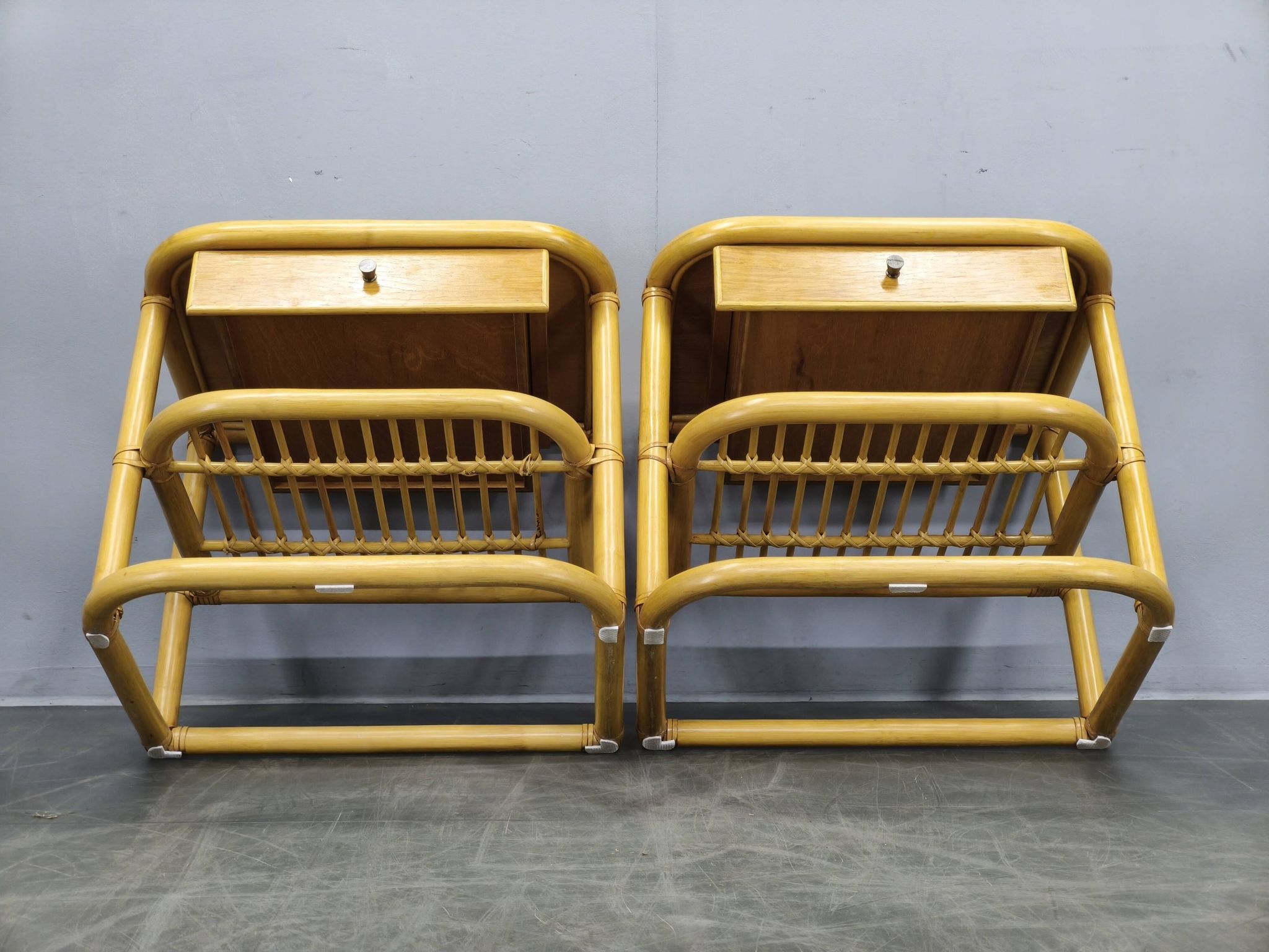 Pair of bamboo bedside tables by Kenneth Bergenblad for DUX, 1960s