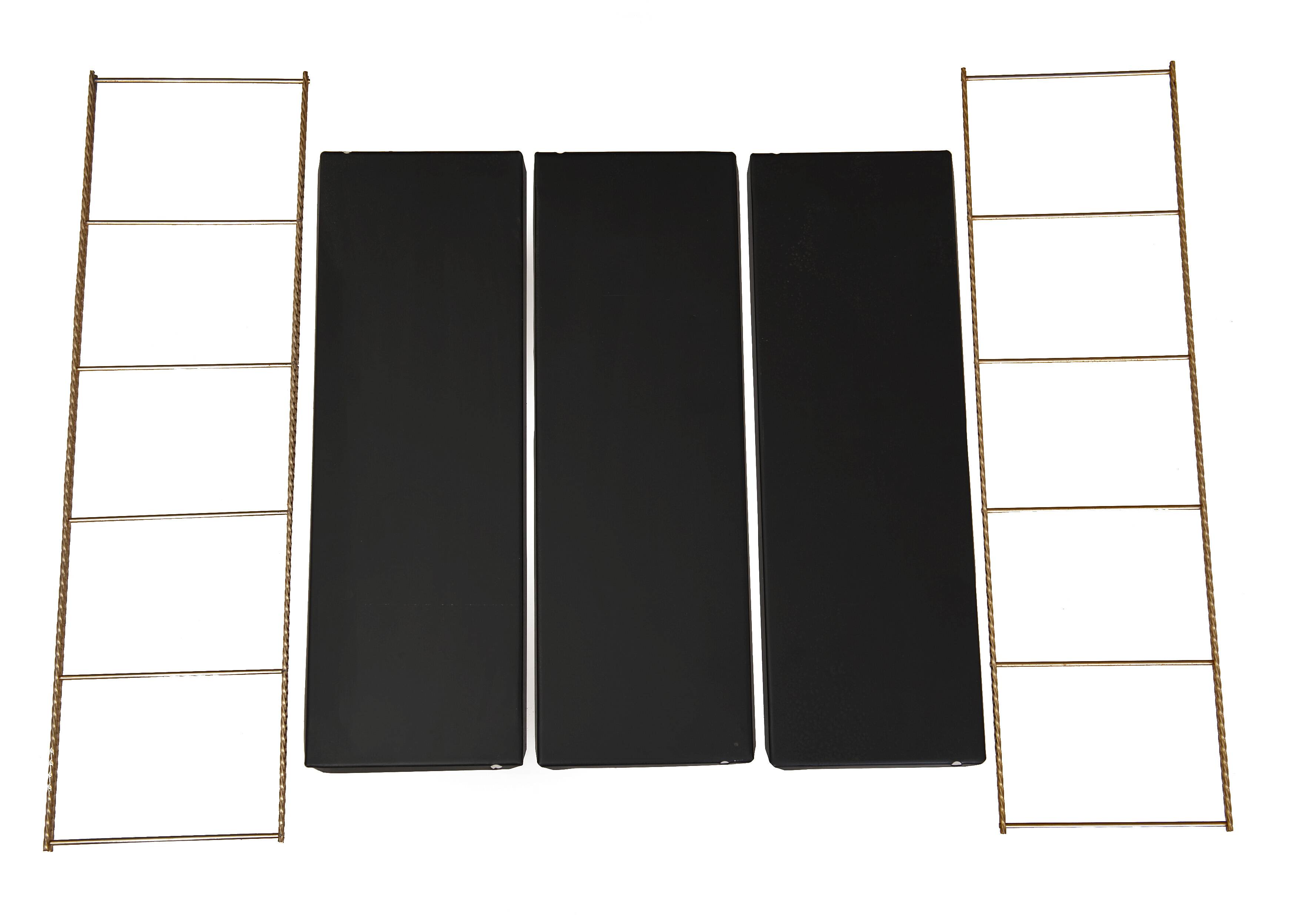 2 wall shelves string in gold and black metal with twist year 60