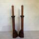 Pair of old candlesticks pic wooden candle