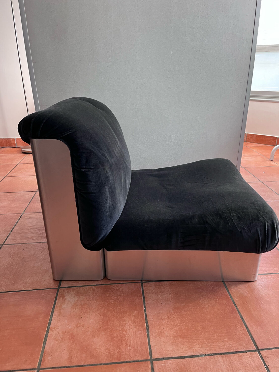 Brushed steel armchair 1970