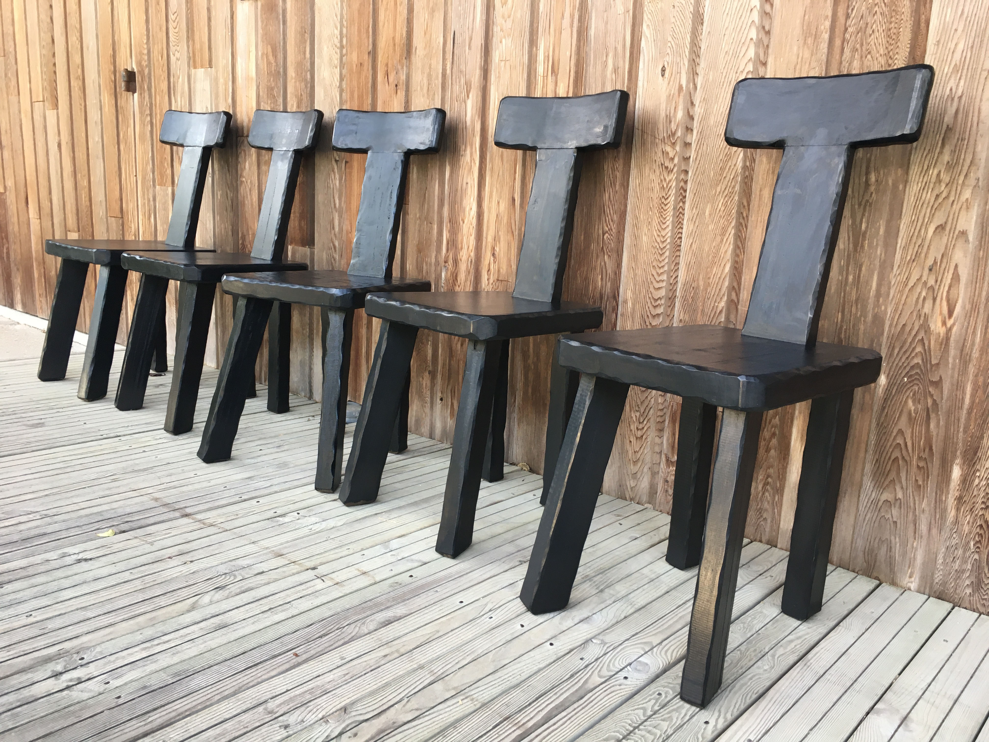 Set of chairs 1950 black woods