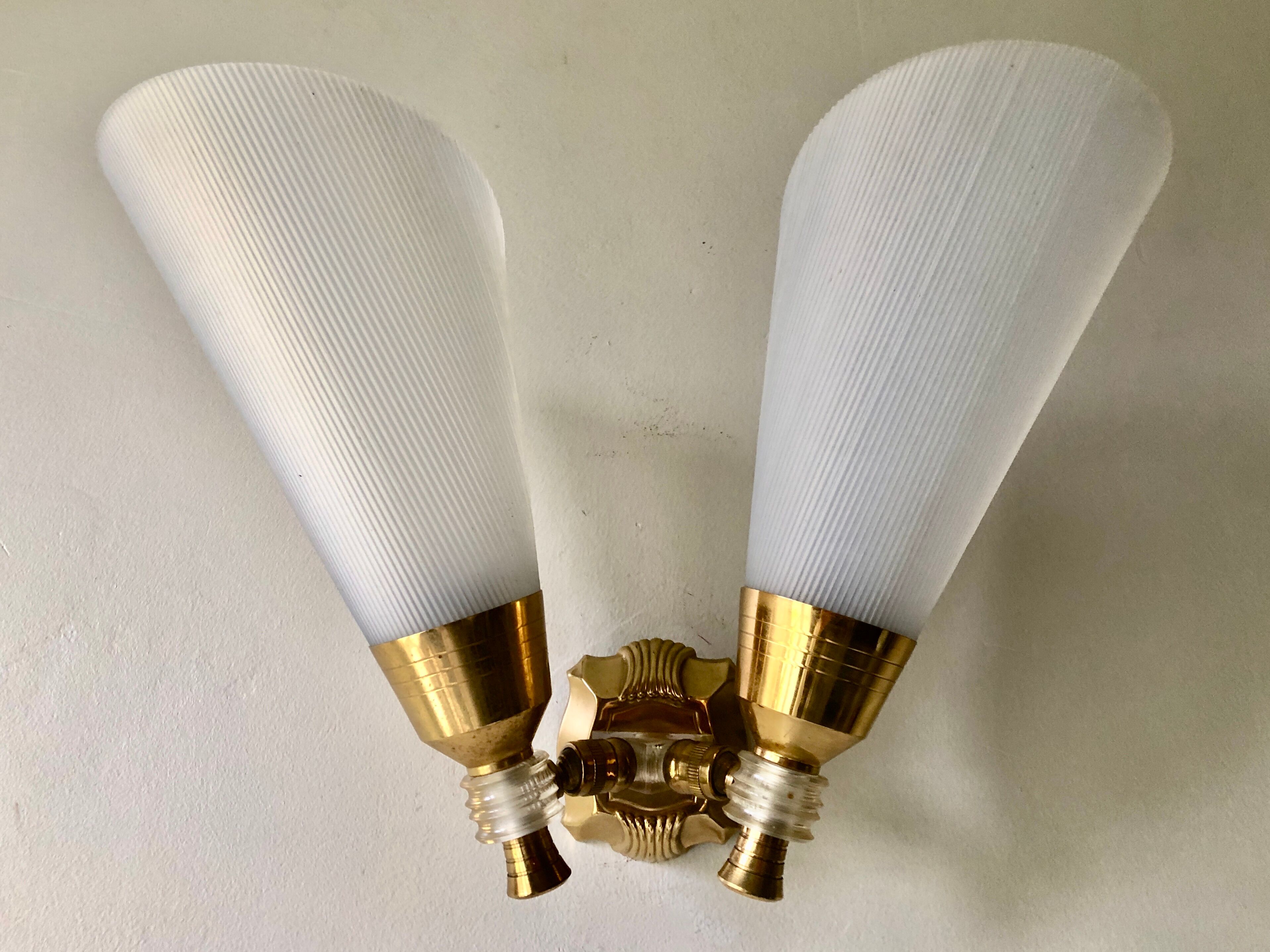 Double flambeau wall light plexiglass 1950