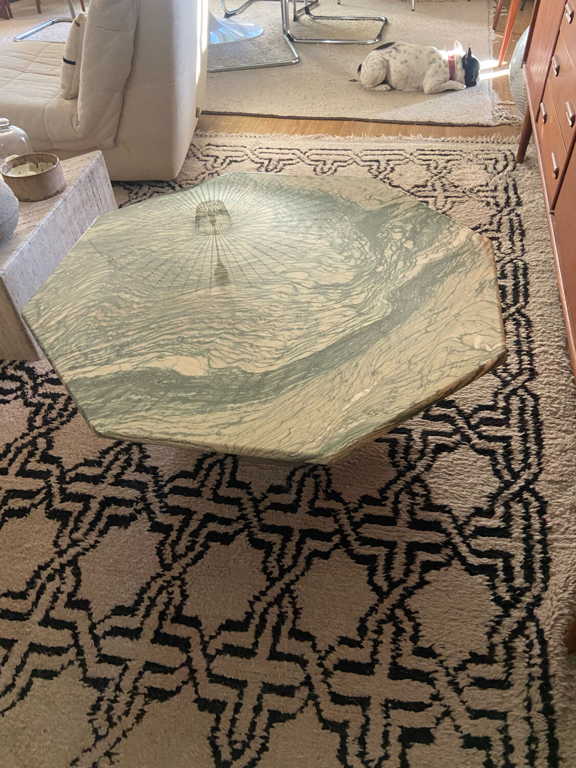 Octagonal marble coffee table