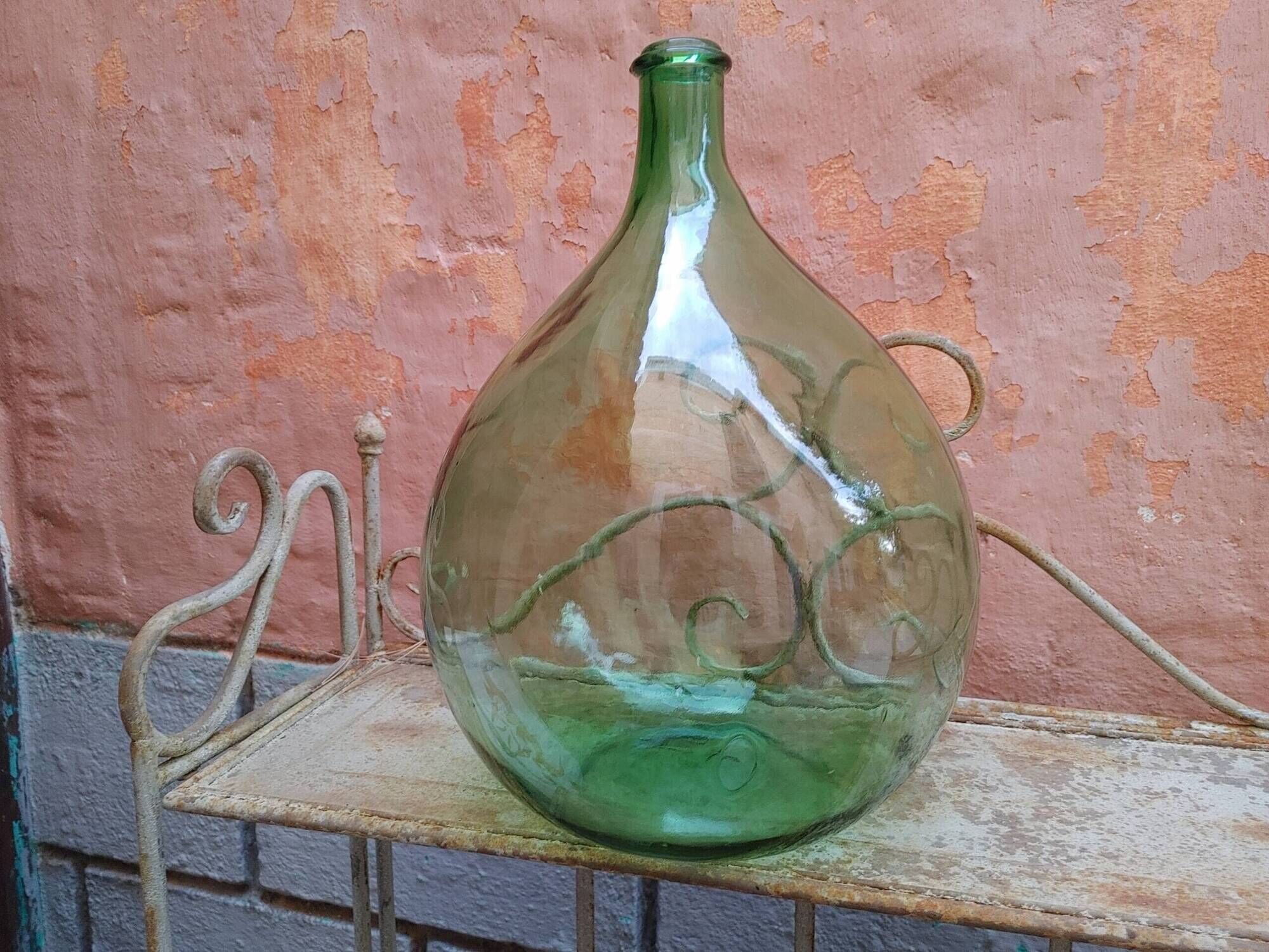 Lady Jeanne old bubbled glass - 15 liters - height 42 cm ( d)