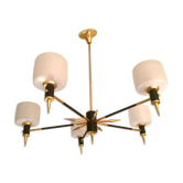 Lustre métal, laiton et verre style arlus 1960