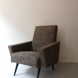 Scandinavian armchair in mottled tweed, design 1960