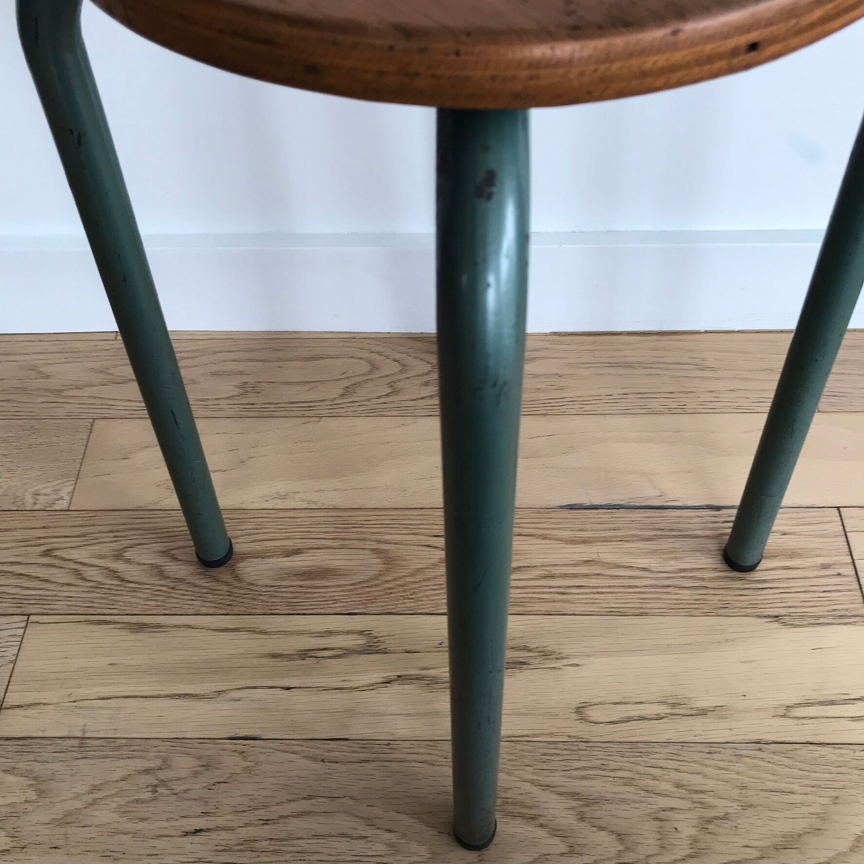 Vintage metal and wood industrial stool