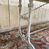 Large Art Nouveau brasserie table in iron and marble