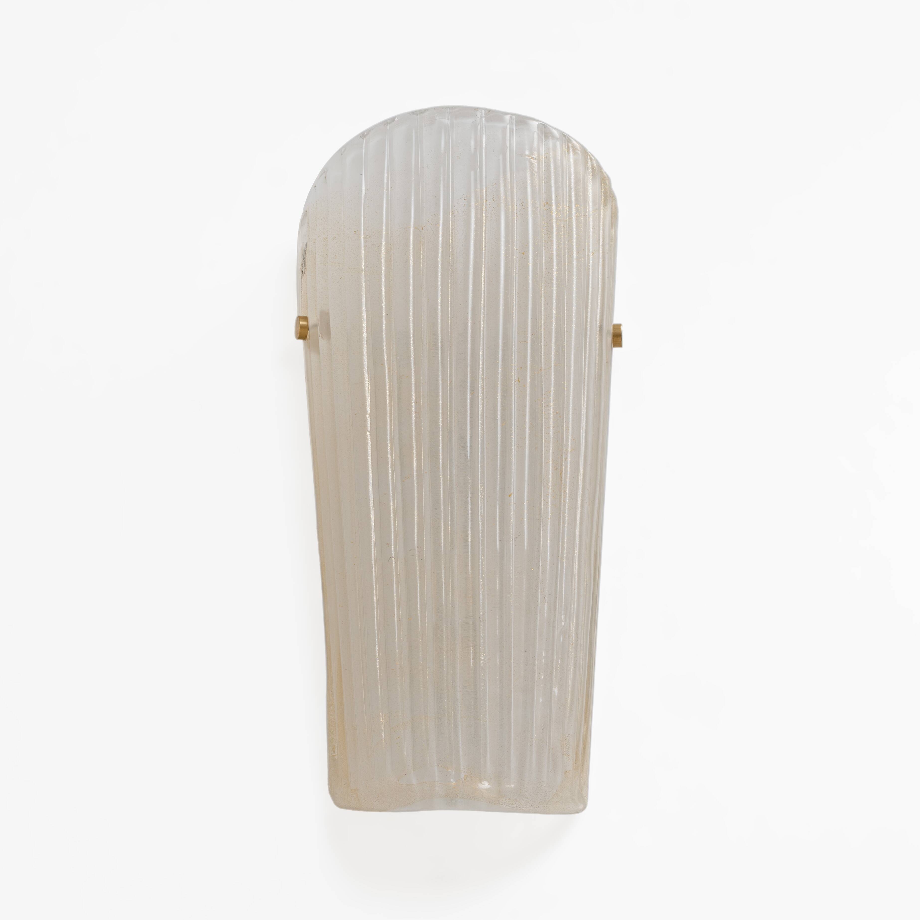 Pair of Murano Glass Sconces with Gold Dust Inclusions