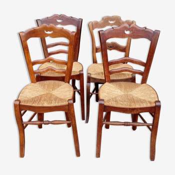 4 chaises paillées