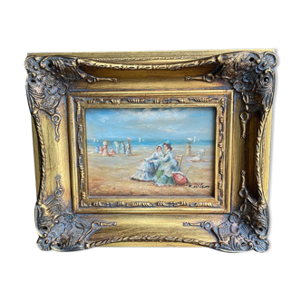 Oil on panel k wilson signature to identify 1960 beach scene