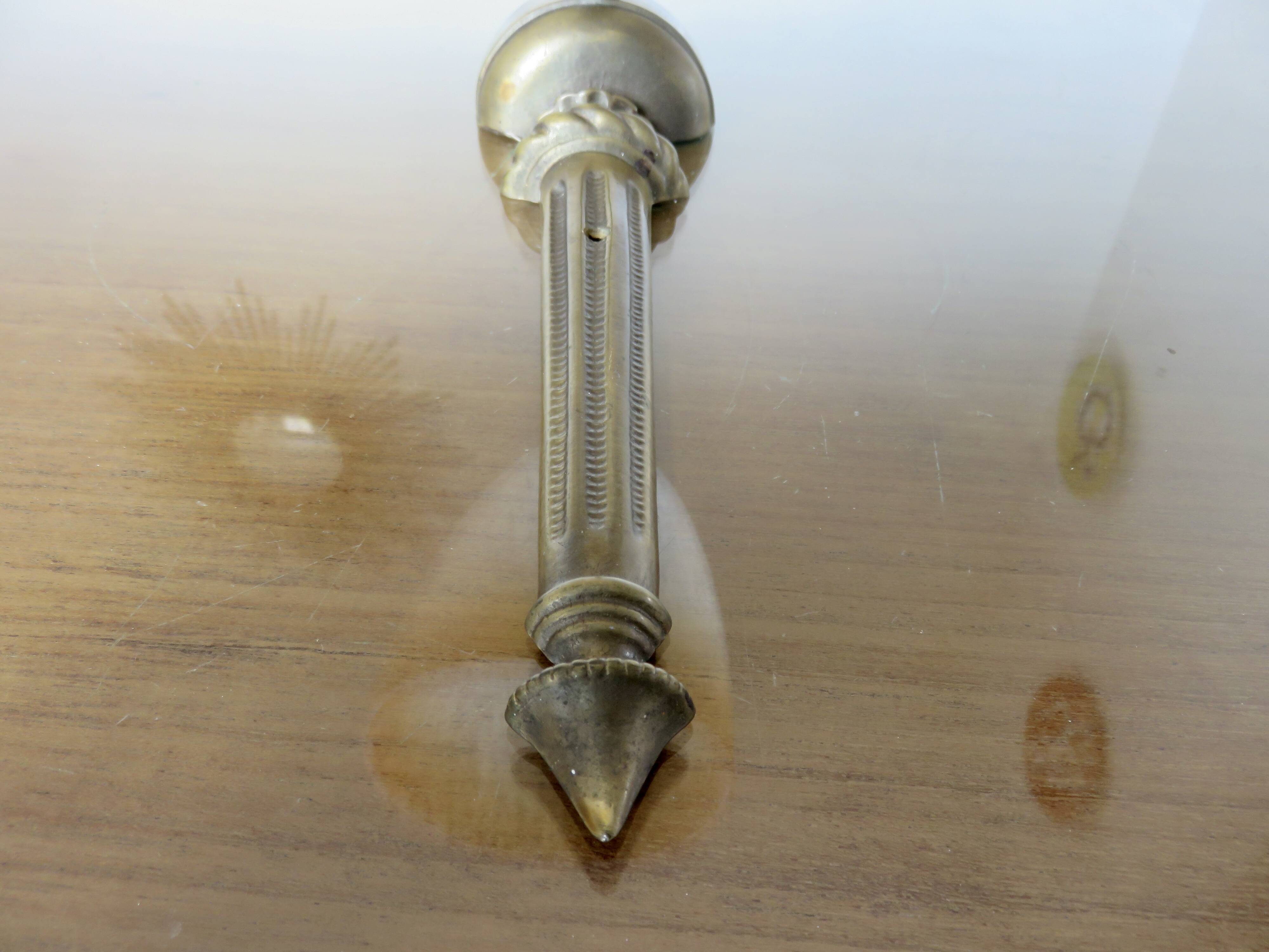 Pair of art deco wall lights in marbled glass and brass