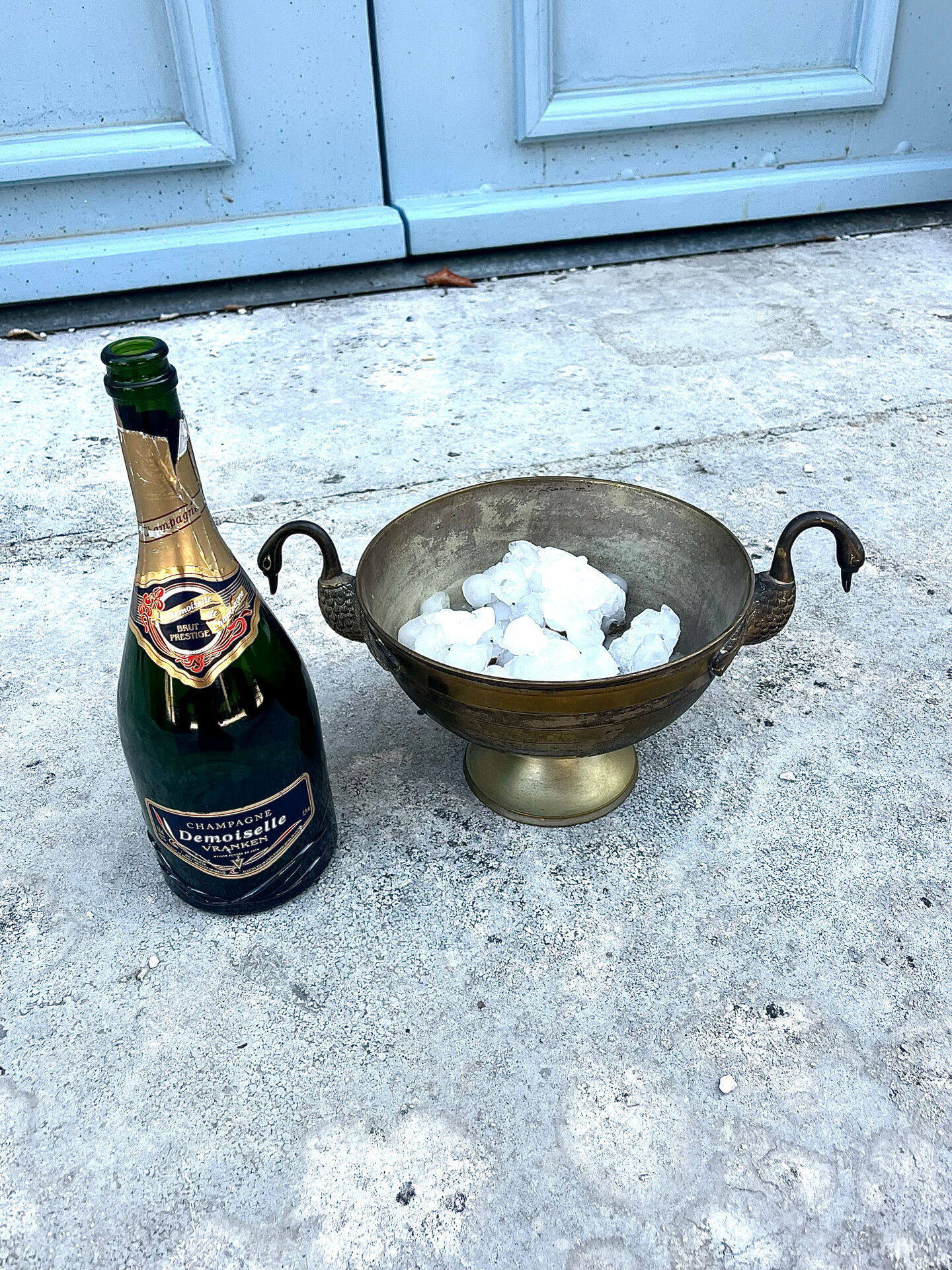 Swan Ice Bucket Brass French Vintage Footed Barware