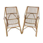 Pair of vintage rattan armchairs