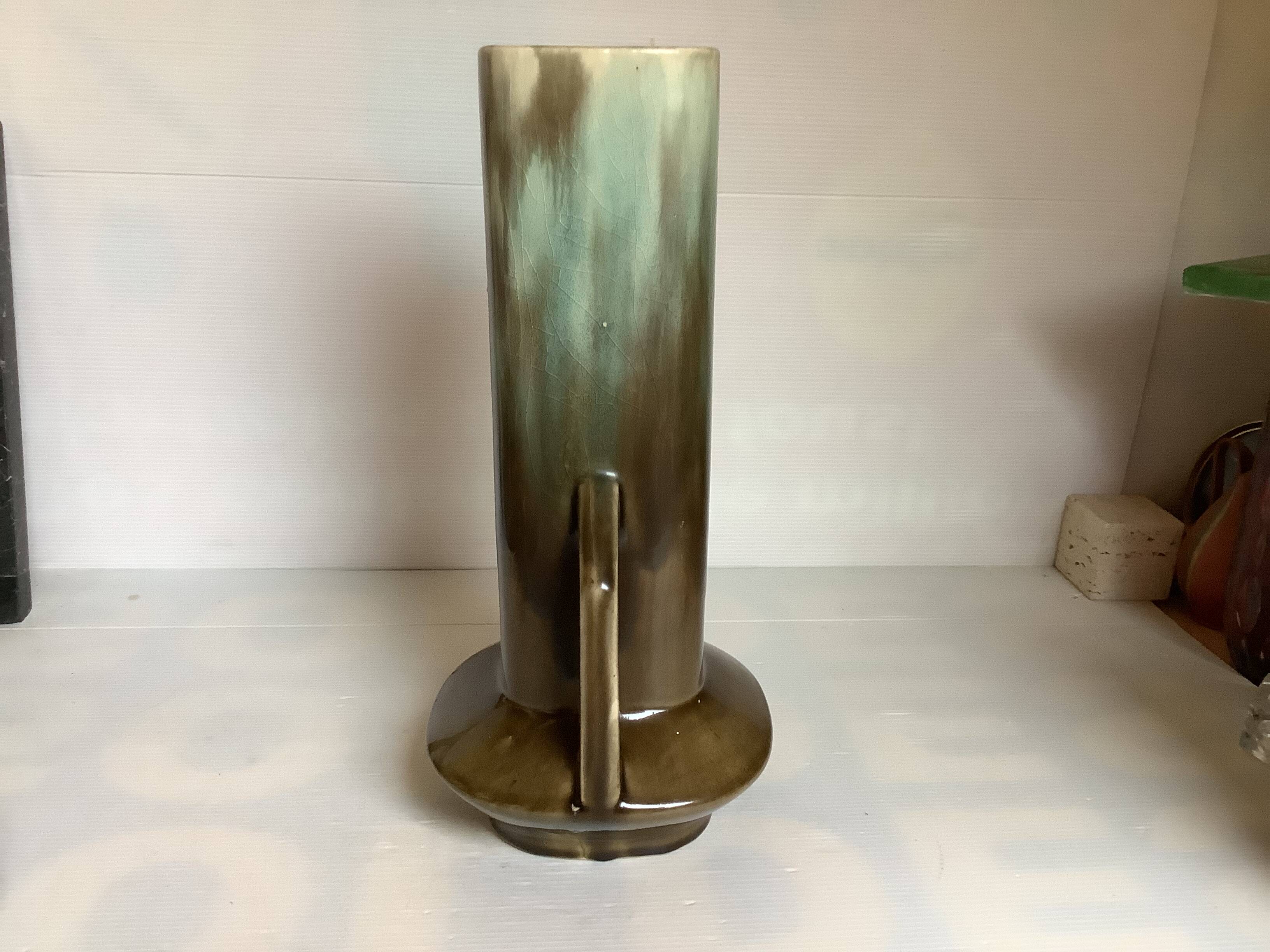 Large flamed ceramic vase Art Nouveau