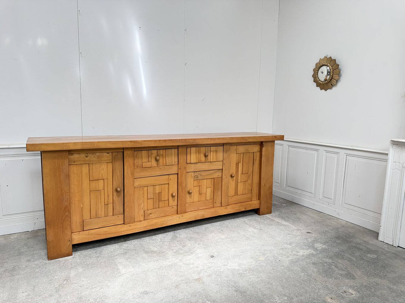 Brutalist 70's sideboard in solid elm