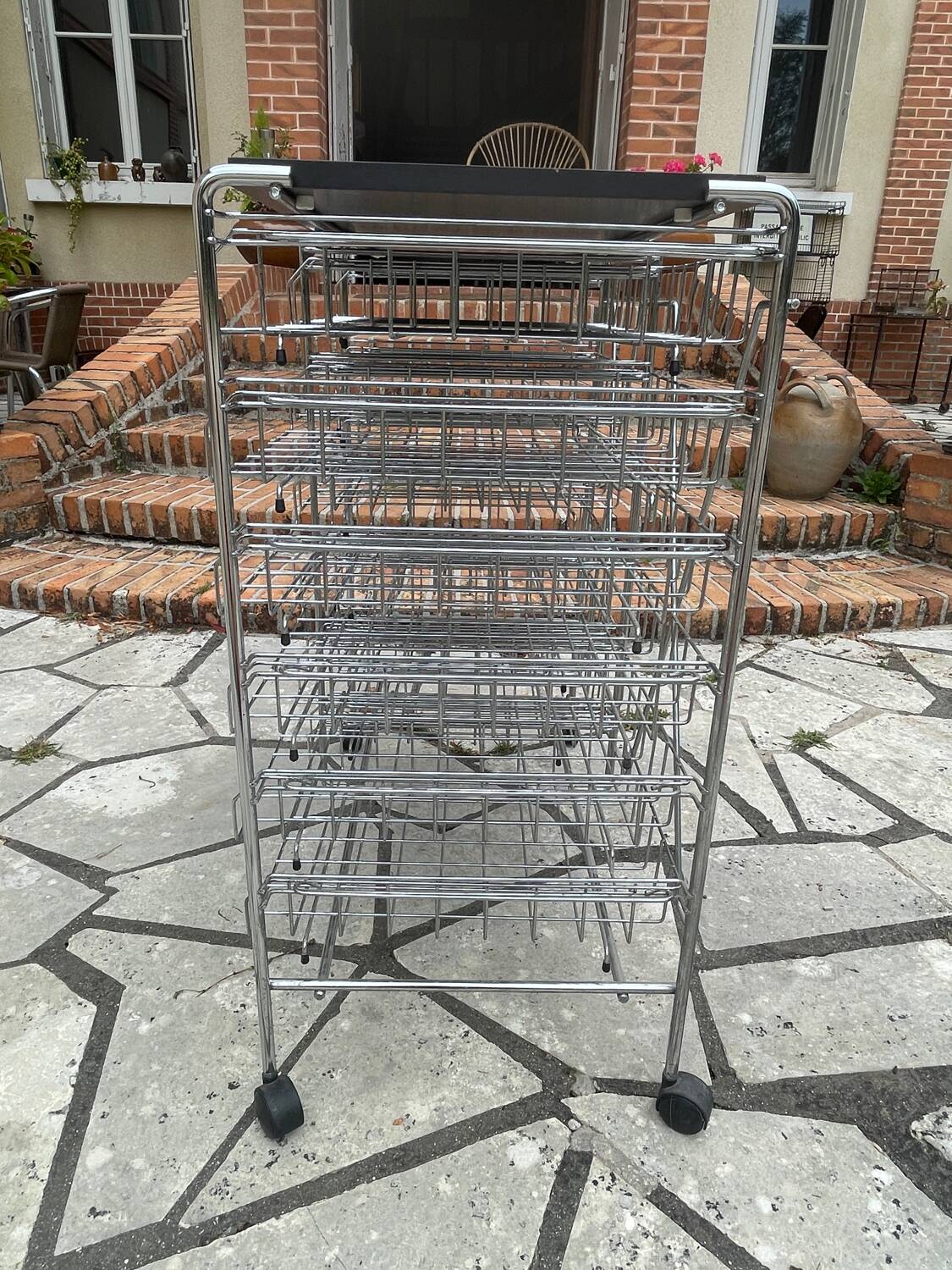 Vintage rolling cart dessert trolley