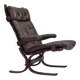 Fauteuil scandinave, état d'origine, meuble cuir, bois courbé, toile, années 1970
