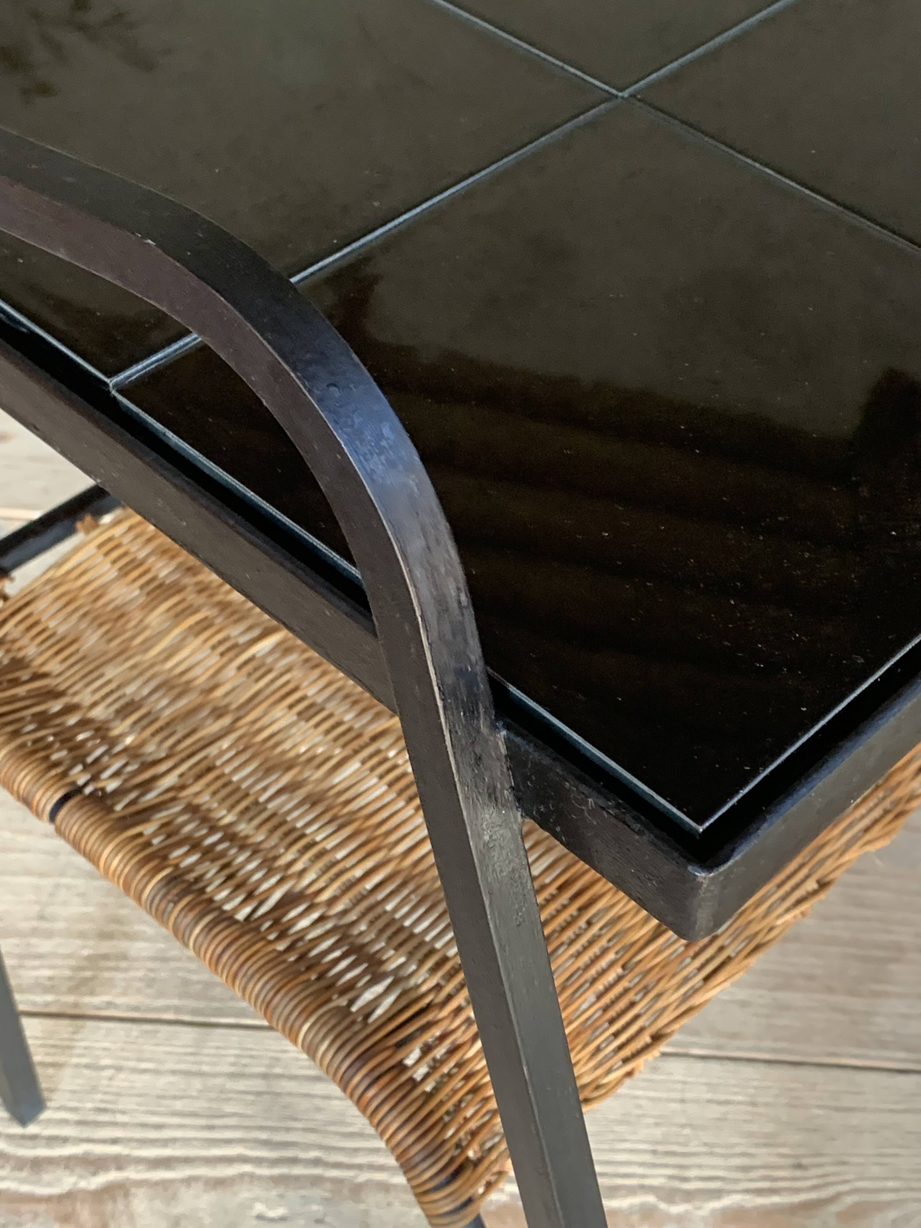 Metal and rattan coffee table