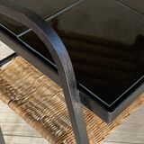 Table basse métal et rotin
