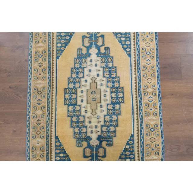Vintage Turkish Oushak Handmade Wool Cotton Orange Area Rug 95x188