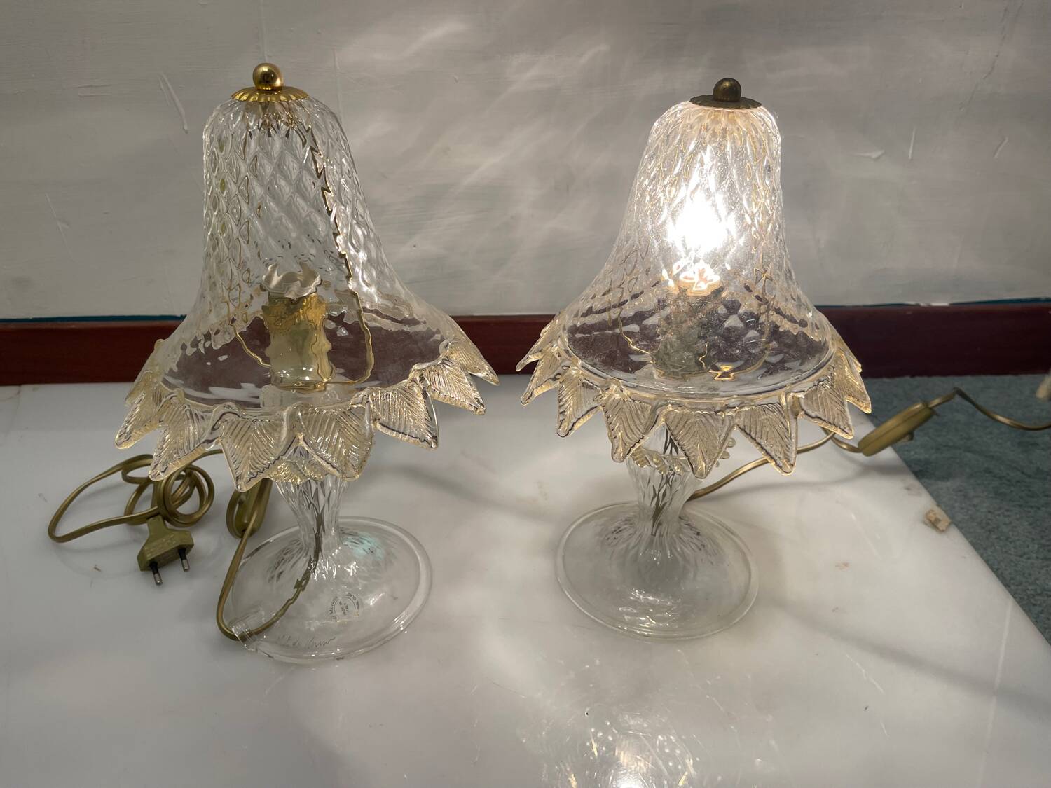 Venetian Murano Glass Table Lamps signed Arte Murano