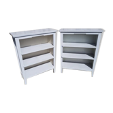 Paire ancienne bibliothèque parisienne meuble 3 étagères bois gris vintage