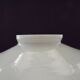 French frilled glass pendant shade, white opaline glass with a clear scalloped edge.
