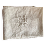 Large white cotton tea towel with damask thread.