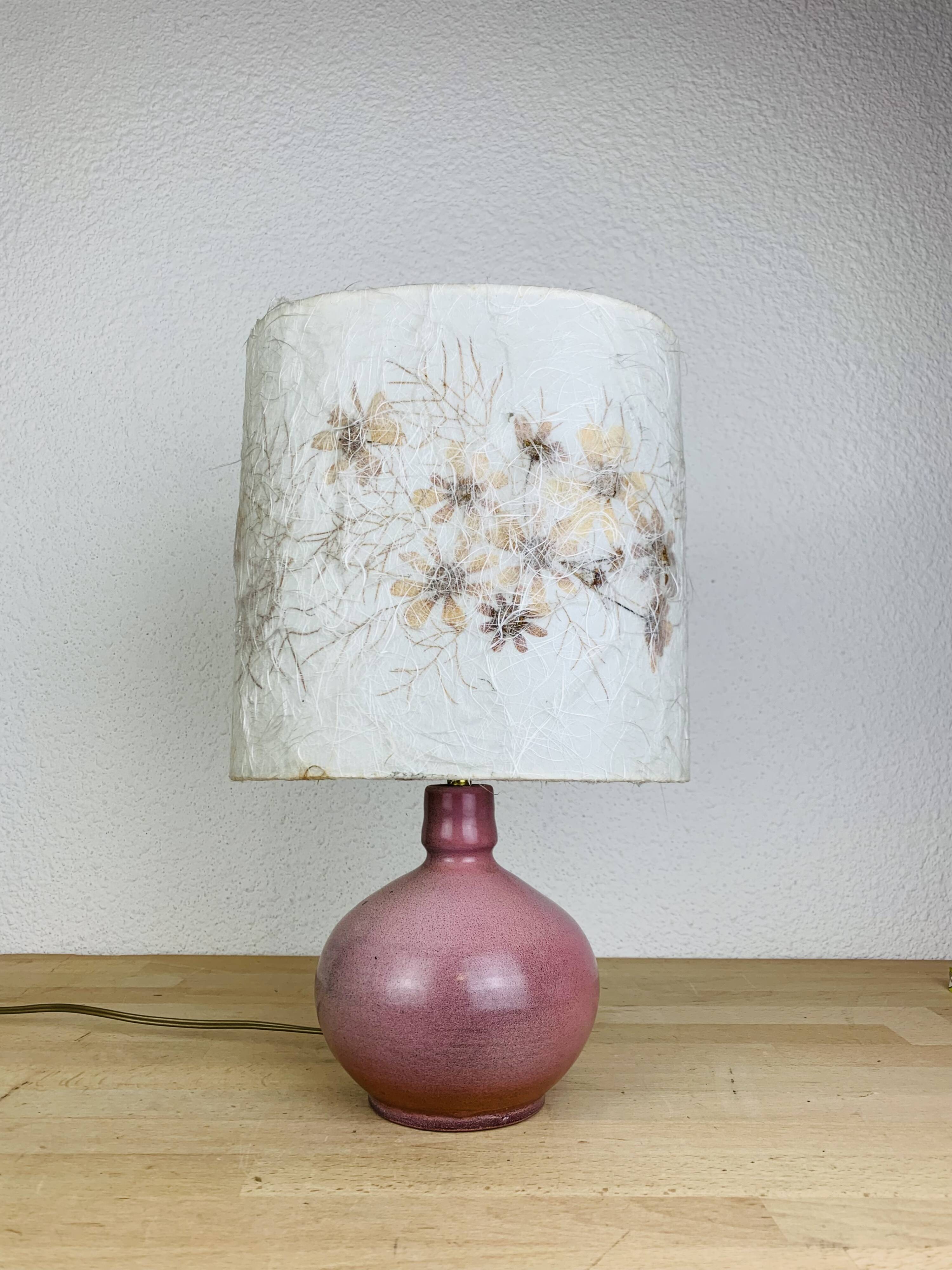 Pink ceramic ball lamp Vallauris, 60s, vintage
