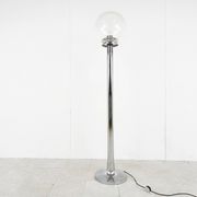 Lampe de sol vintage en chrome et verre, années 1970