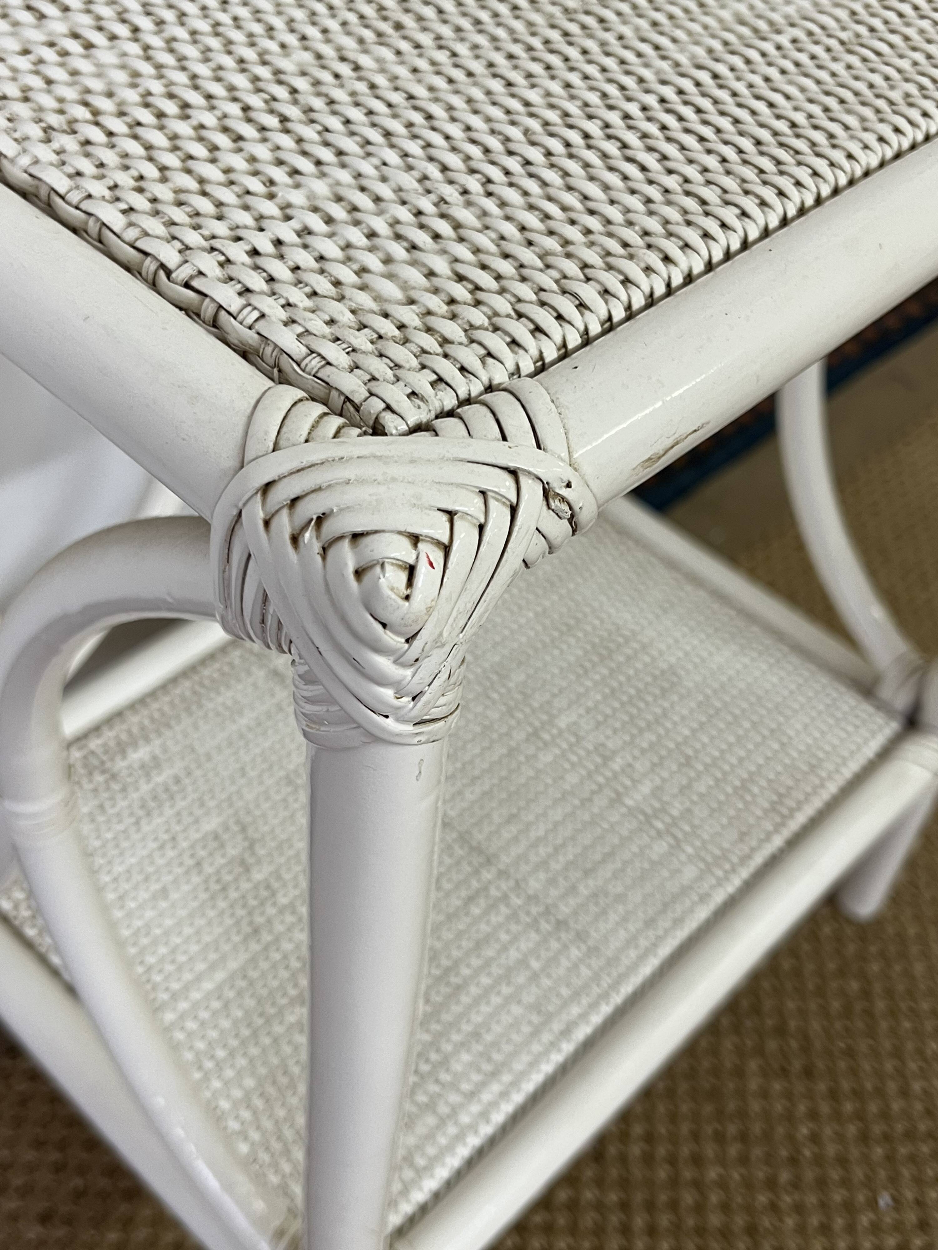 Vintage rattan side table / bedside table