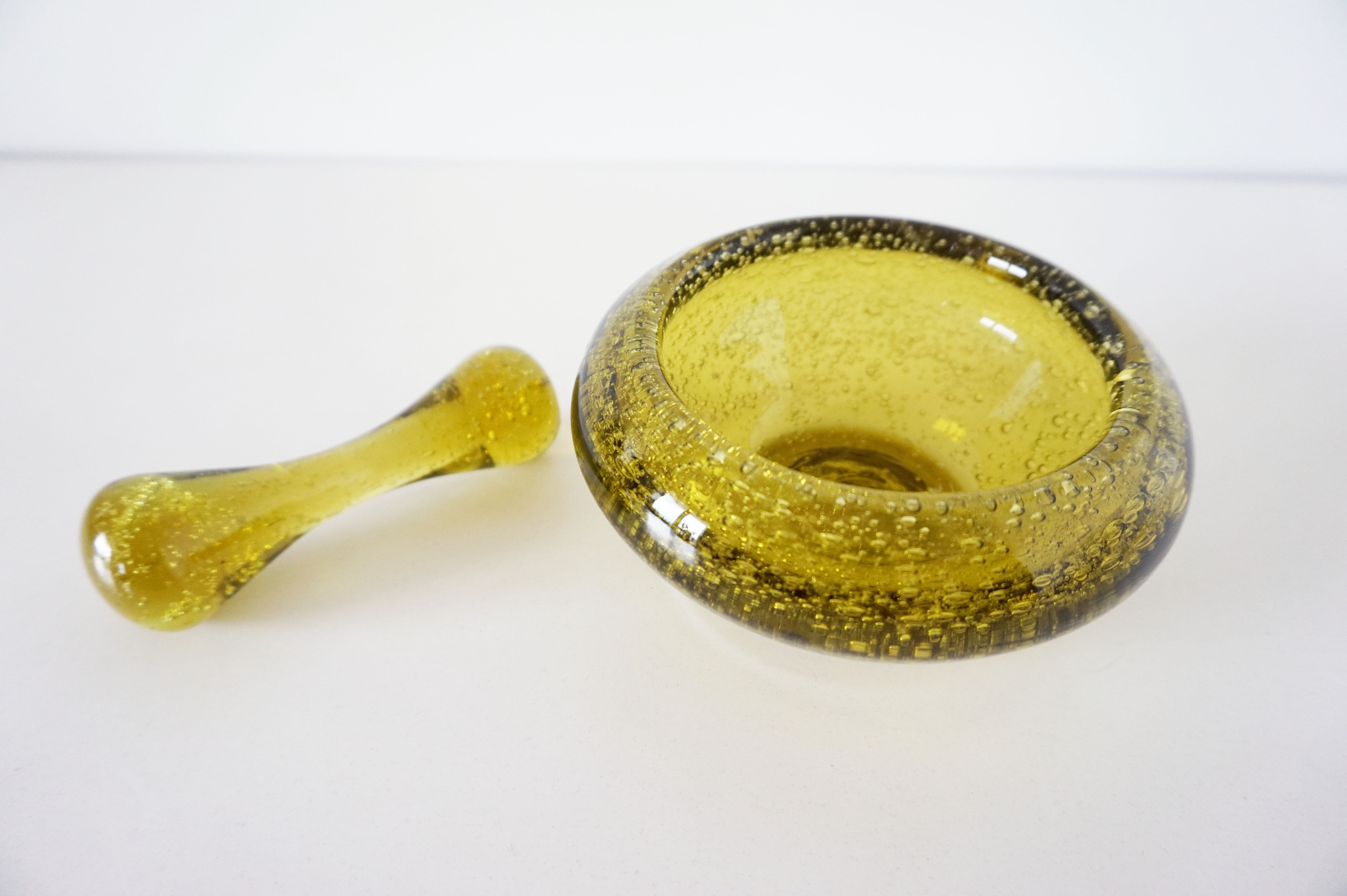Green bubble glass ashtray 1960