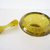 Green bubble glass ashtray 1960
