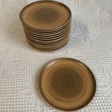 8 assiettes Longchamp en grès émaillé, 1970