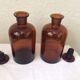 Lot of two bottles of apothecary, pharmacy collection, amber thick glass