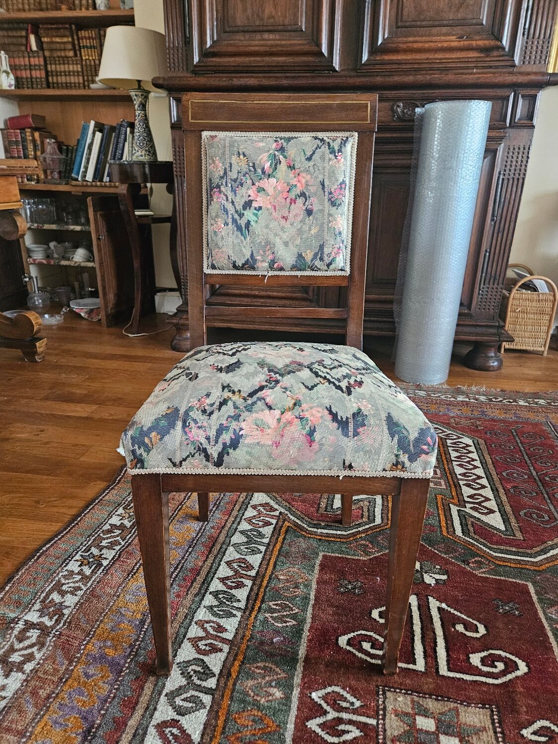 2 upholstered mahogany chairs - 1900s period