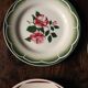 Set of 6 mismatched Art Deco red green yellow dinner plates Digoin