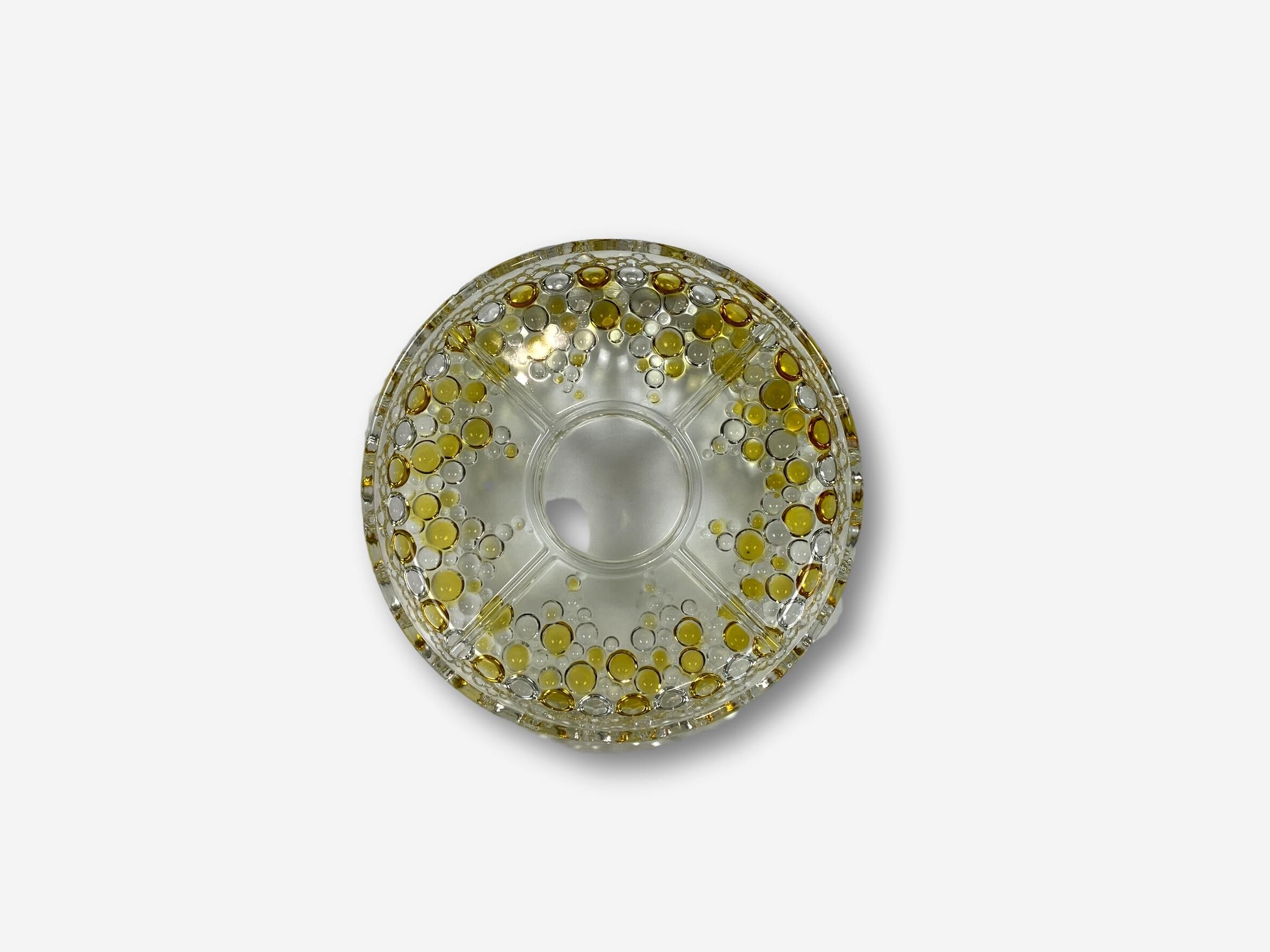 Thick glass plate compartmentalized decorating yellow bubbles
